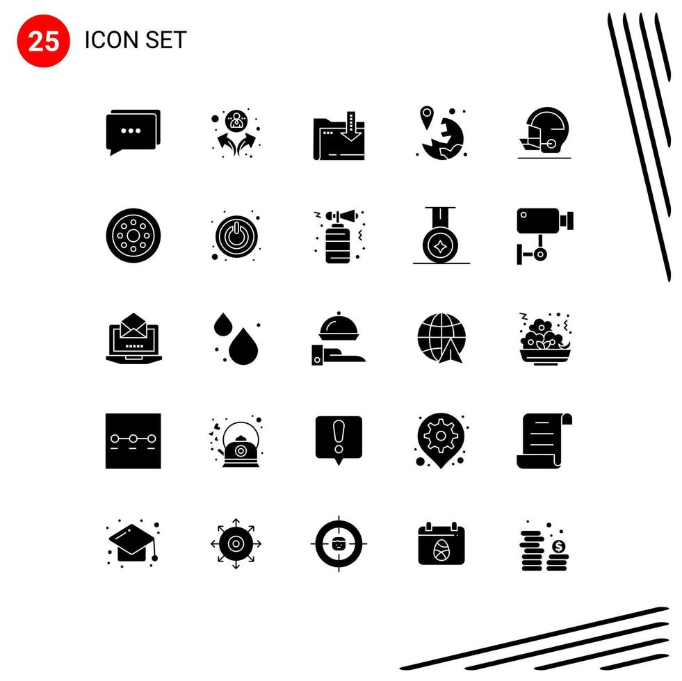Solid Glyph Pack of 25 Universal Symbols of baseball helmet computing navigation map Editable Vector Design Elements