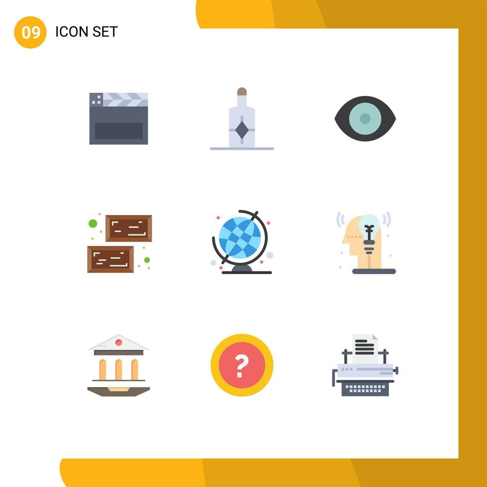 Set of 9 Modern UI Icons Symbols Signs for globe education eye saint ingot Editable Vector Design Elements