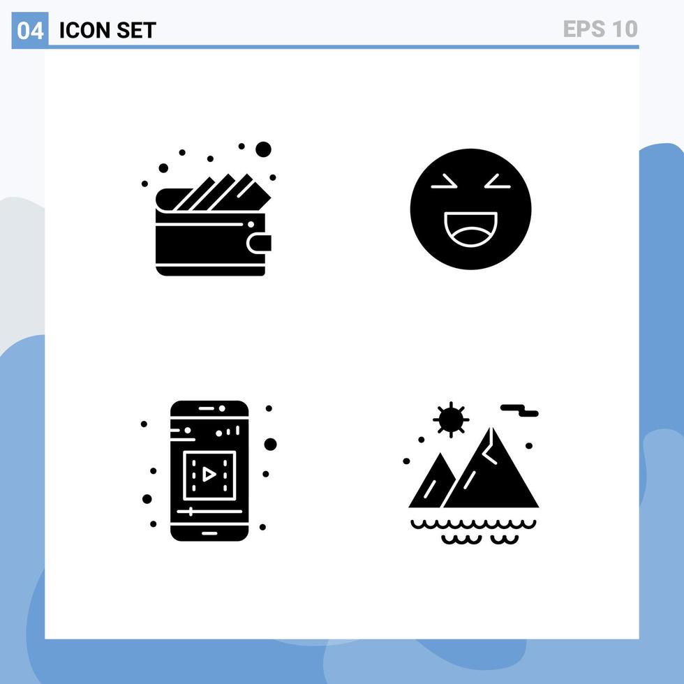 Solid Glyph concept for Websites Mobile and Apps cash mobile video chat happy summer Editable Vector Design Elements