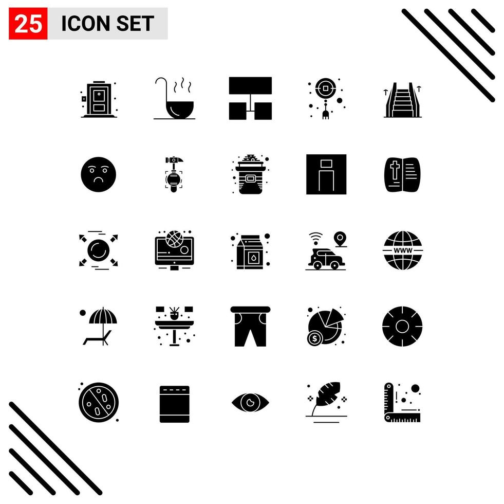 25 User Interface Solid Glyph Pack of modern Signs and Symbols of emoji electric structure elevator ornament Editable Vector Design Elements