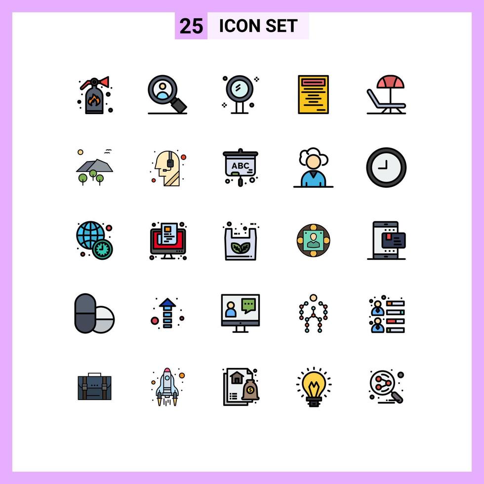Set of 25 Modern UI Icons Symbols Signs for landscape summer interior beach education Editable Vector Design Elements
