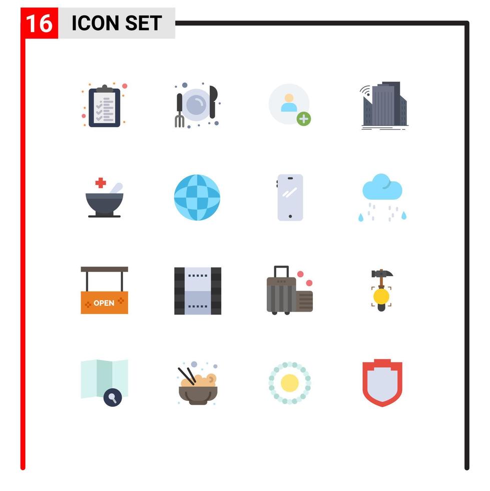 Modern Set of 16 Flat Colors Pictograph of education patient twitter medical smart Editable Pack of Creative Vector Design Elements