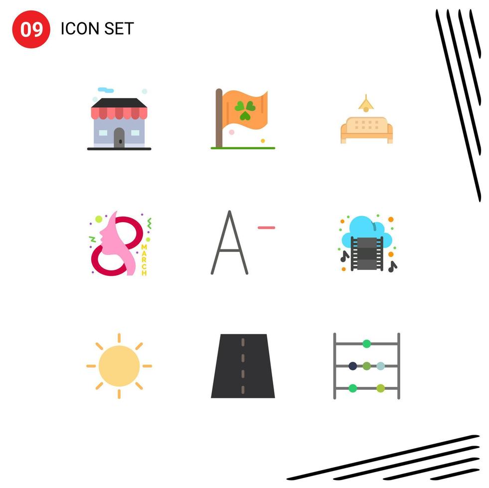 User Interface Pack of 9 Basic Flat Colors of font women furniture symbol eight Editable Vector Design Elements