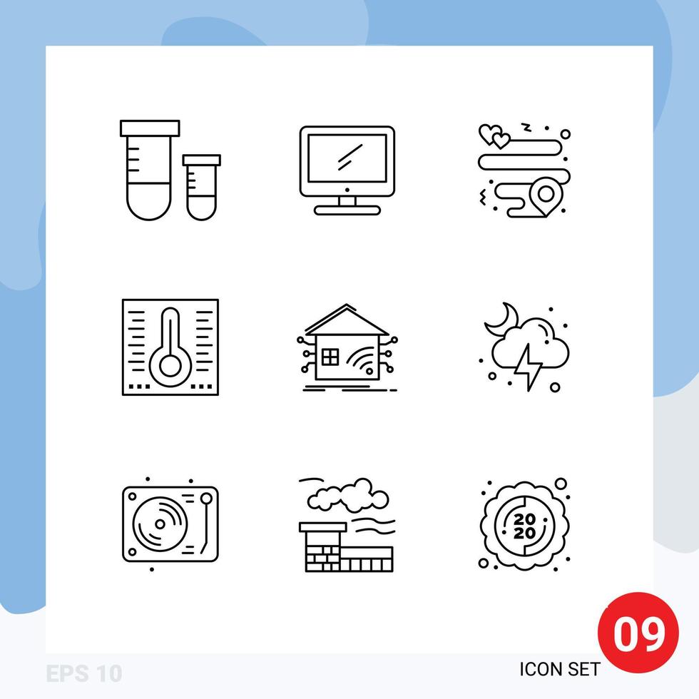 Pack of 9 creative Outlines of house automation pc spa mercury Editable Vector Design Elements