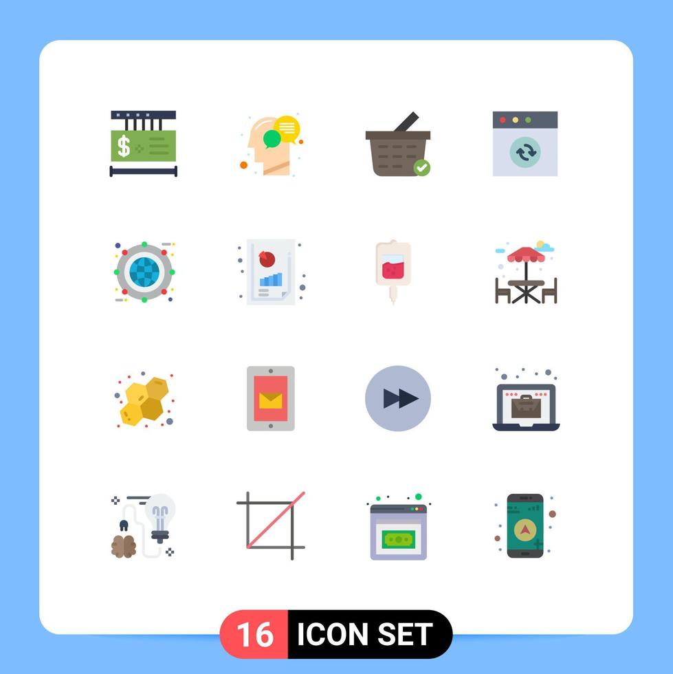 16 Universal Flat Colors Set for Web and Mobile Applications box globe talk sync app Editable Pack of Creative Vector Design Elements