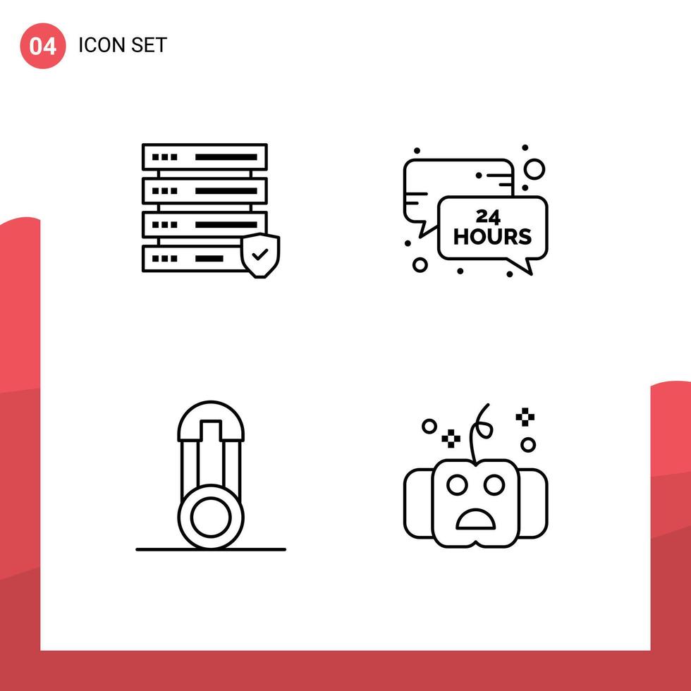 4 Universal Filledline Flat Colors Set for Web and Mobile Applications data pins hours message all Editable Vector Design Elements