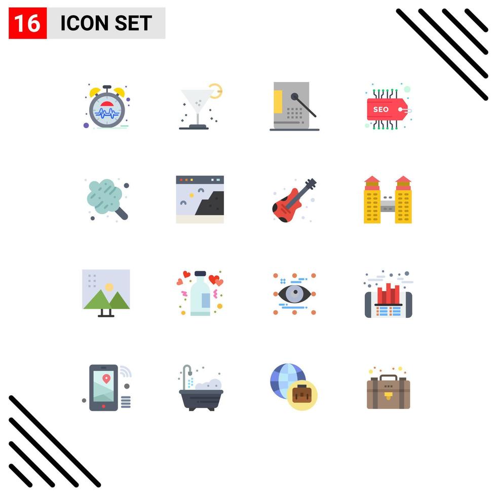 Set of 16 Vector Flat Colors on Grid for cotton candy seo straw label development Editable Pack of Creative Vector Design Elements