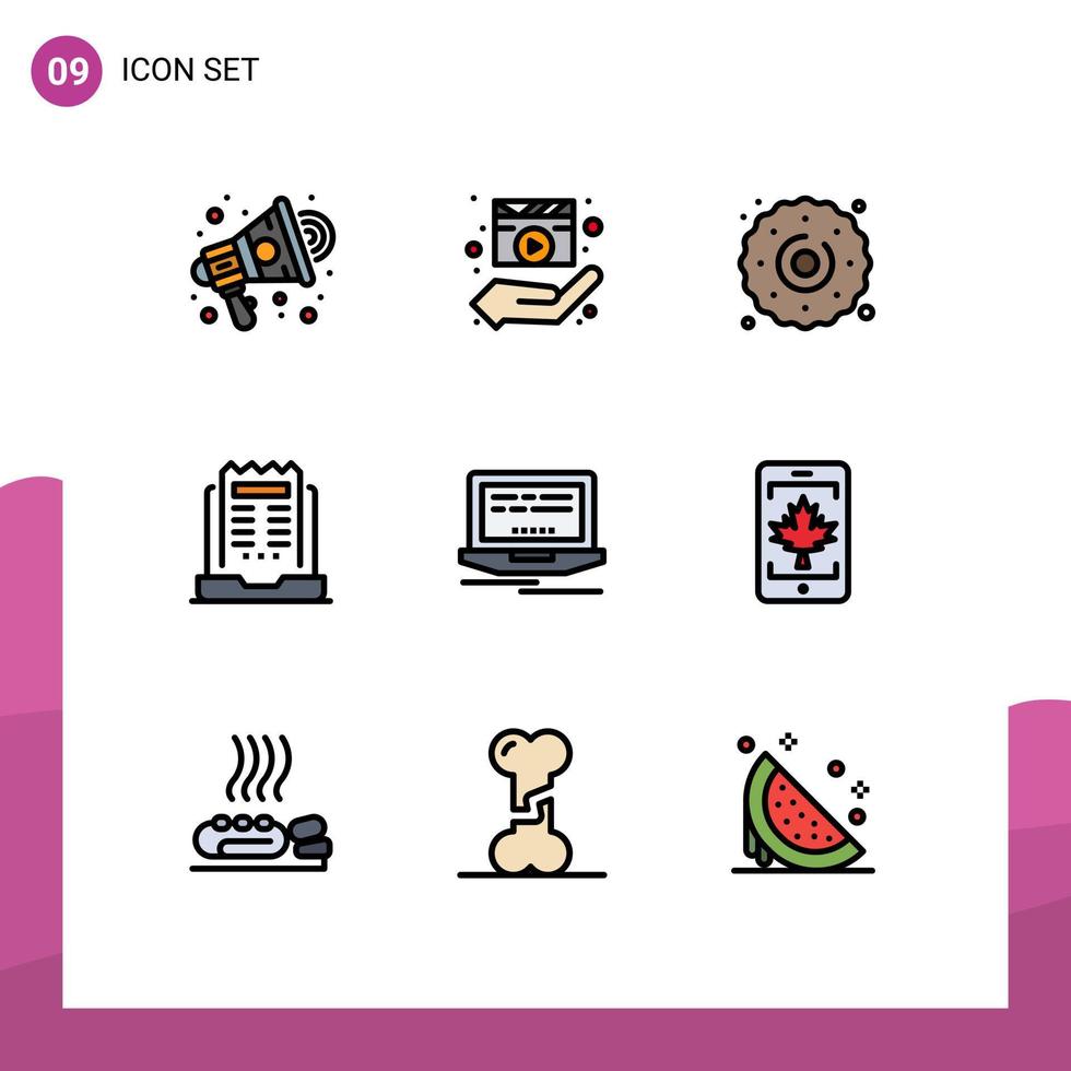 9 Creative Icons Modern Signs and Symbols of newspaper news movie laptop sweets Editable Vector Design Elements