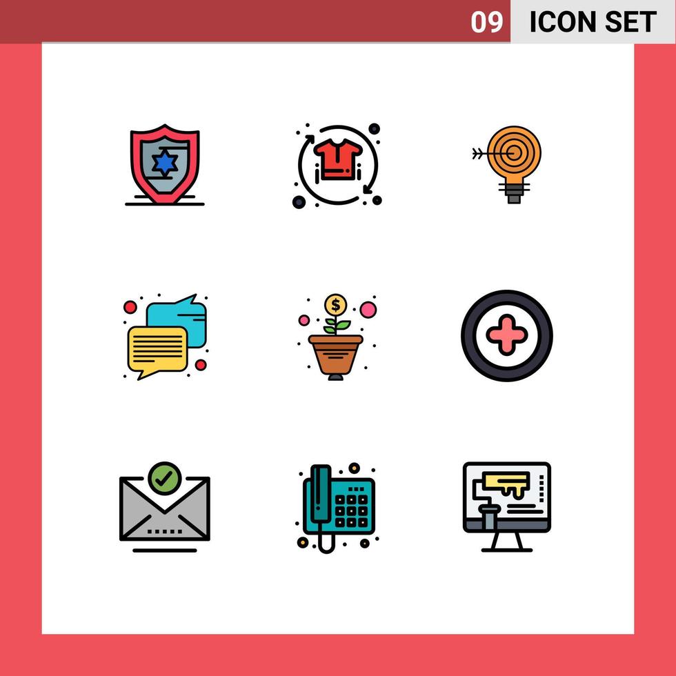 9 Creative Icons Modern Signs and Symbols of growth communication target chat bulb Editable Vector Design Elements