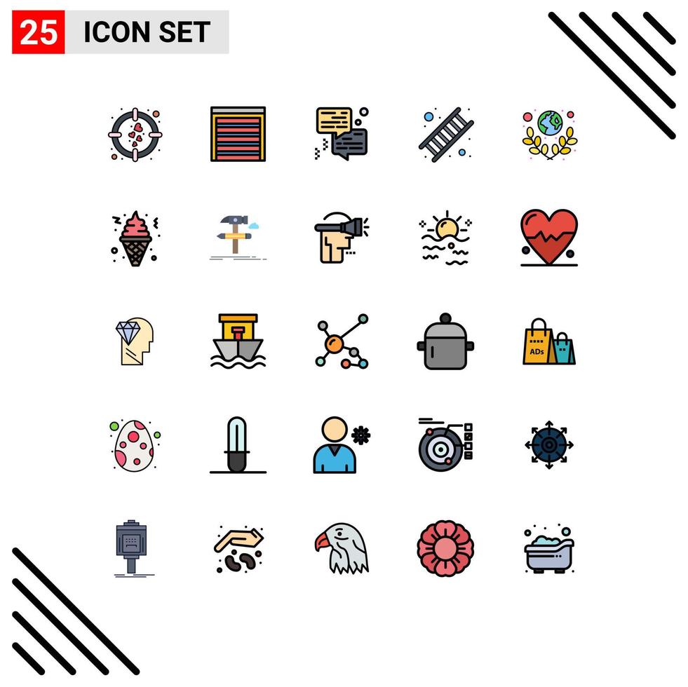 Stock Vector Icon Pack of 25 Line Signs and Symbols for green up bubble success career Editable Vector Design Elements