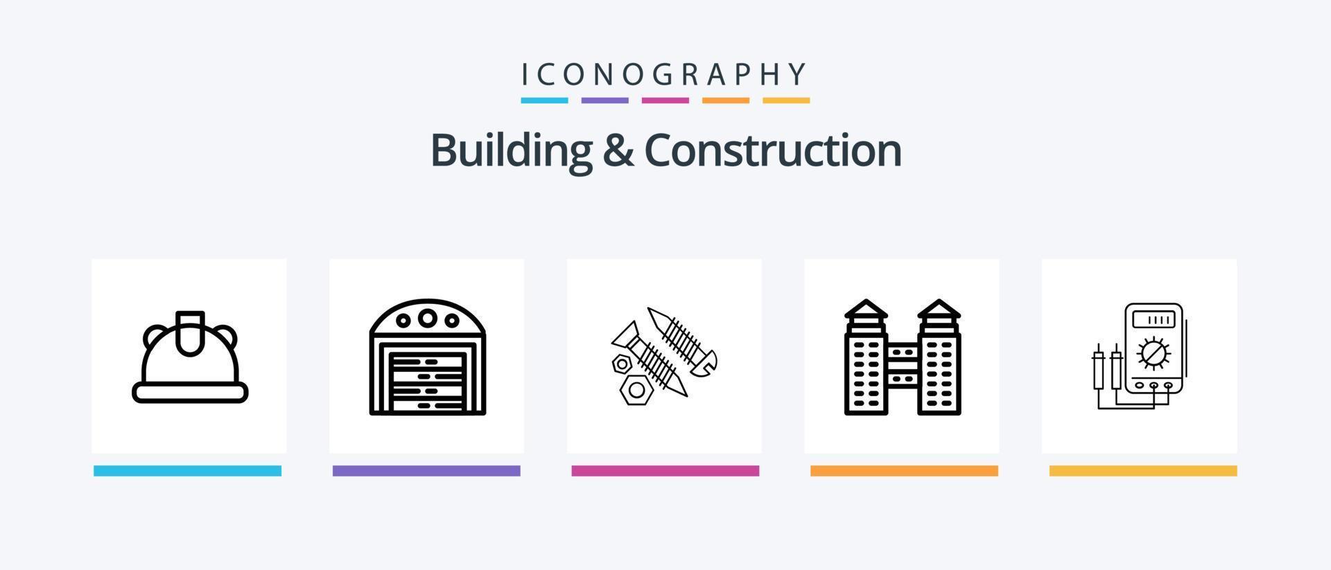 Building And Construction Line 5 Icon Pack Including construction. building. building. window. construction. Creative Icons Design vector