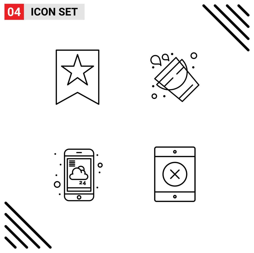 4 Universal Filledline Flat Colors Set for Web and Mobile Applications bookmark report bucket tool weather Editable Vector Design Elements