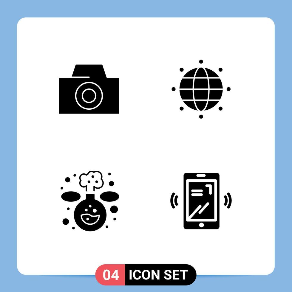 4 Solid Glyph concept for Websites Mobile and Apps photo vibrate globe experiment Layer 1 Editable Vector Design Elements