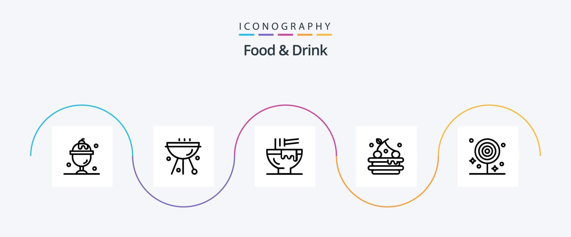 Food And Drink Line 5 Icon Pack Including drink. tart. food. kitchen. fast food vector