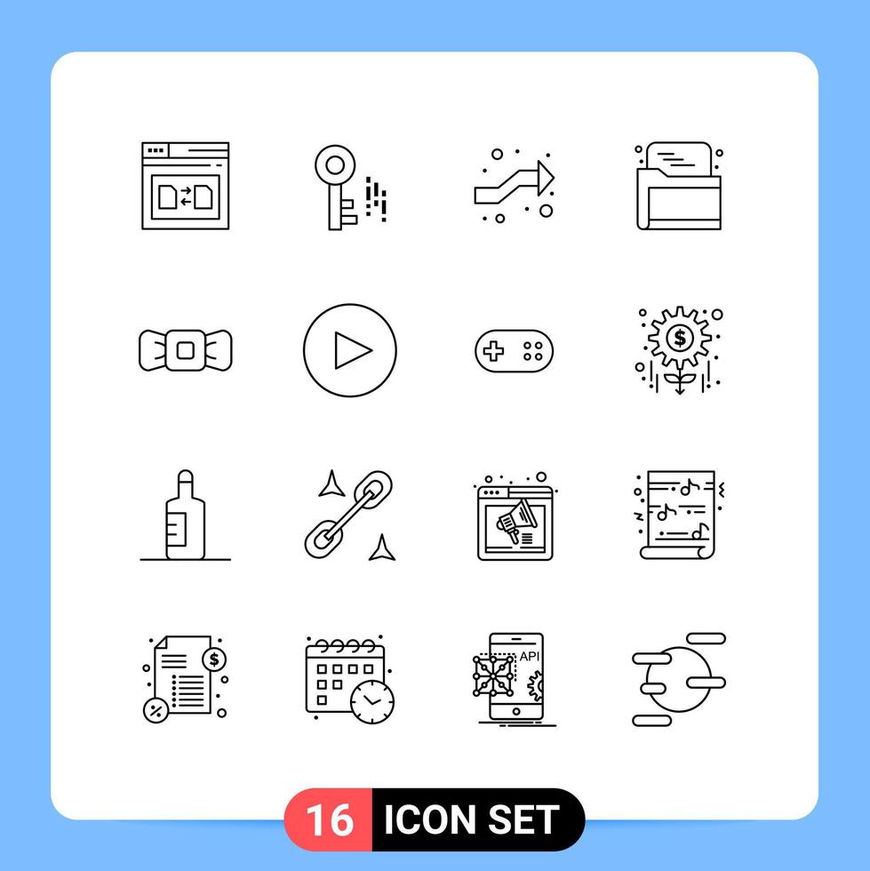 16 Outline concept for Websites Mobile and Apps bowtie data arrows folder seo Editable Vector Design Elements
