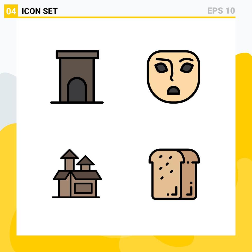 4 Thematic Vector Filledline Flat Colors and Editable Symbols of architecture method property emotion product Editable Vector Design Elements