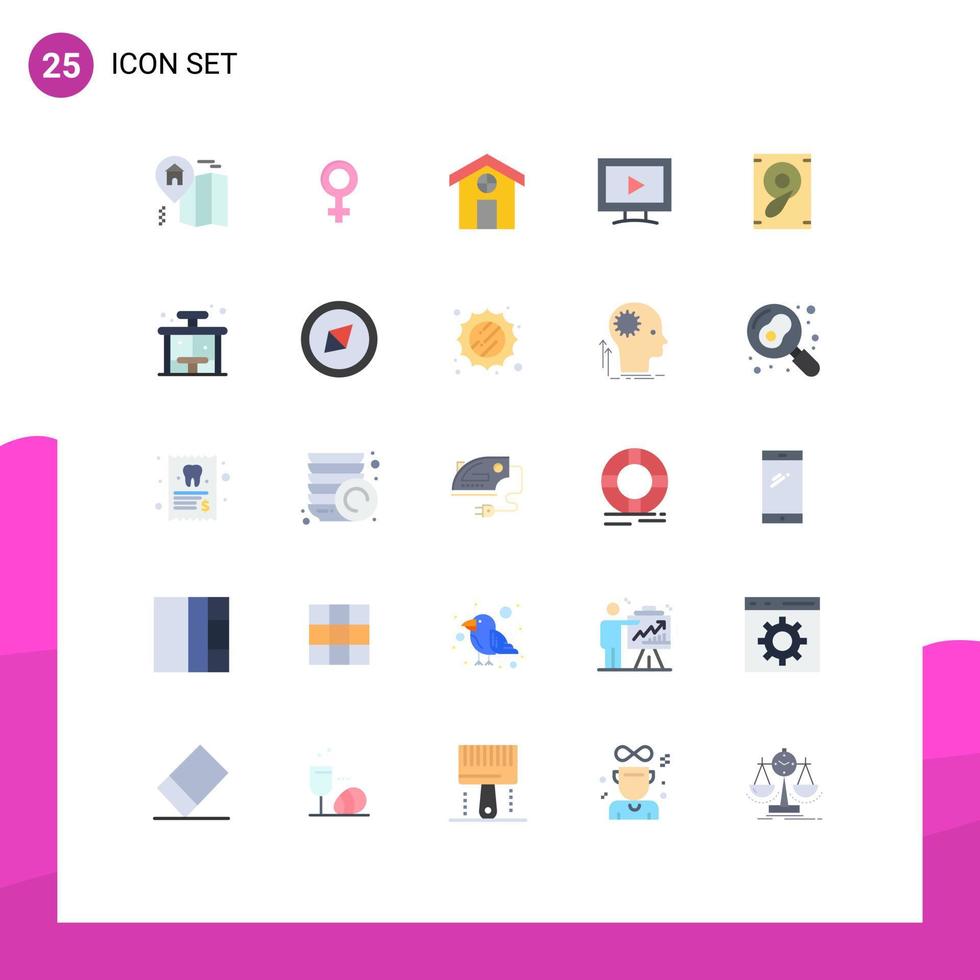 Pictogram Set of 25 Simple Flat Colors of life speaker house sound play Editable Vector Design Elements