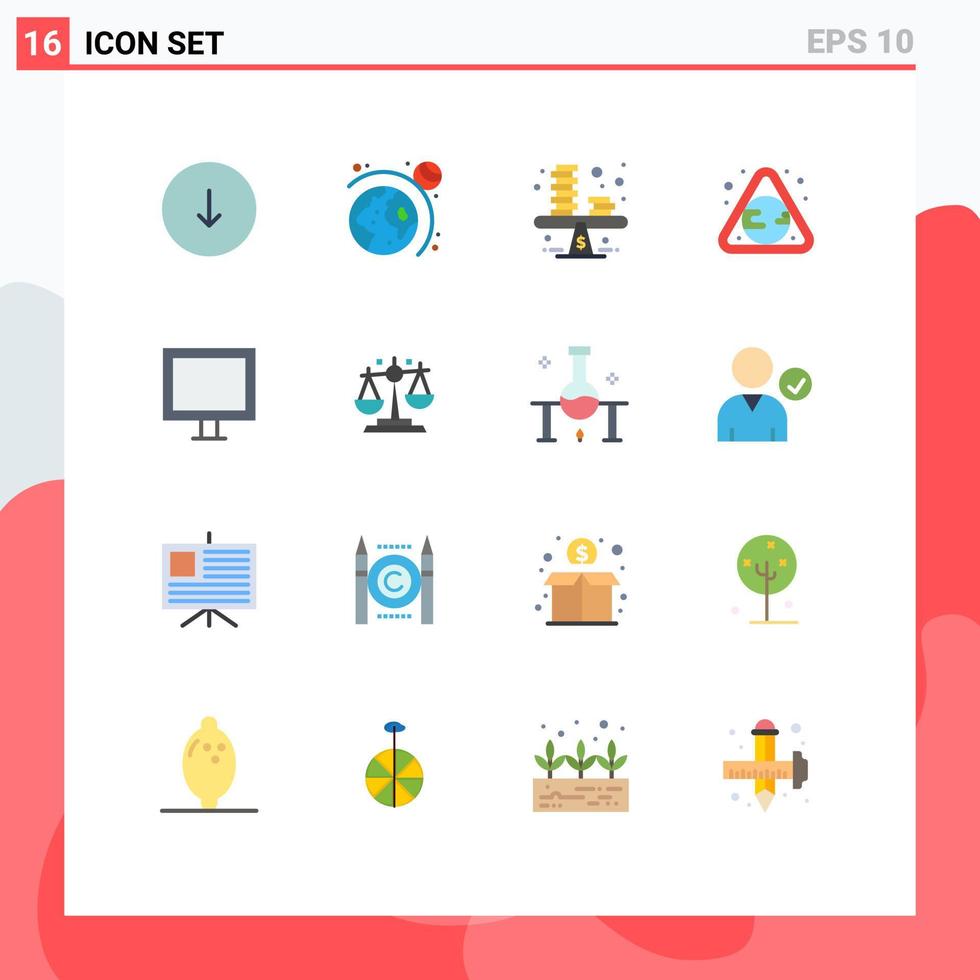 Set of 16 Modern UI Icons Symbols Signs for electric waste business pollution earth Editable Pack of Creative Vector Design Elements