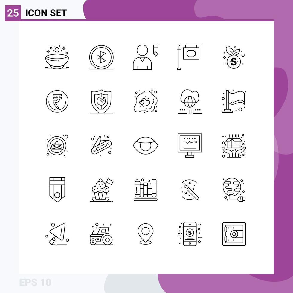 Set of 25 Modern UI Icons Symbols Signs for management street network stand user Editable Vector Design Elements