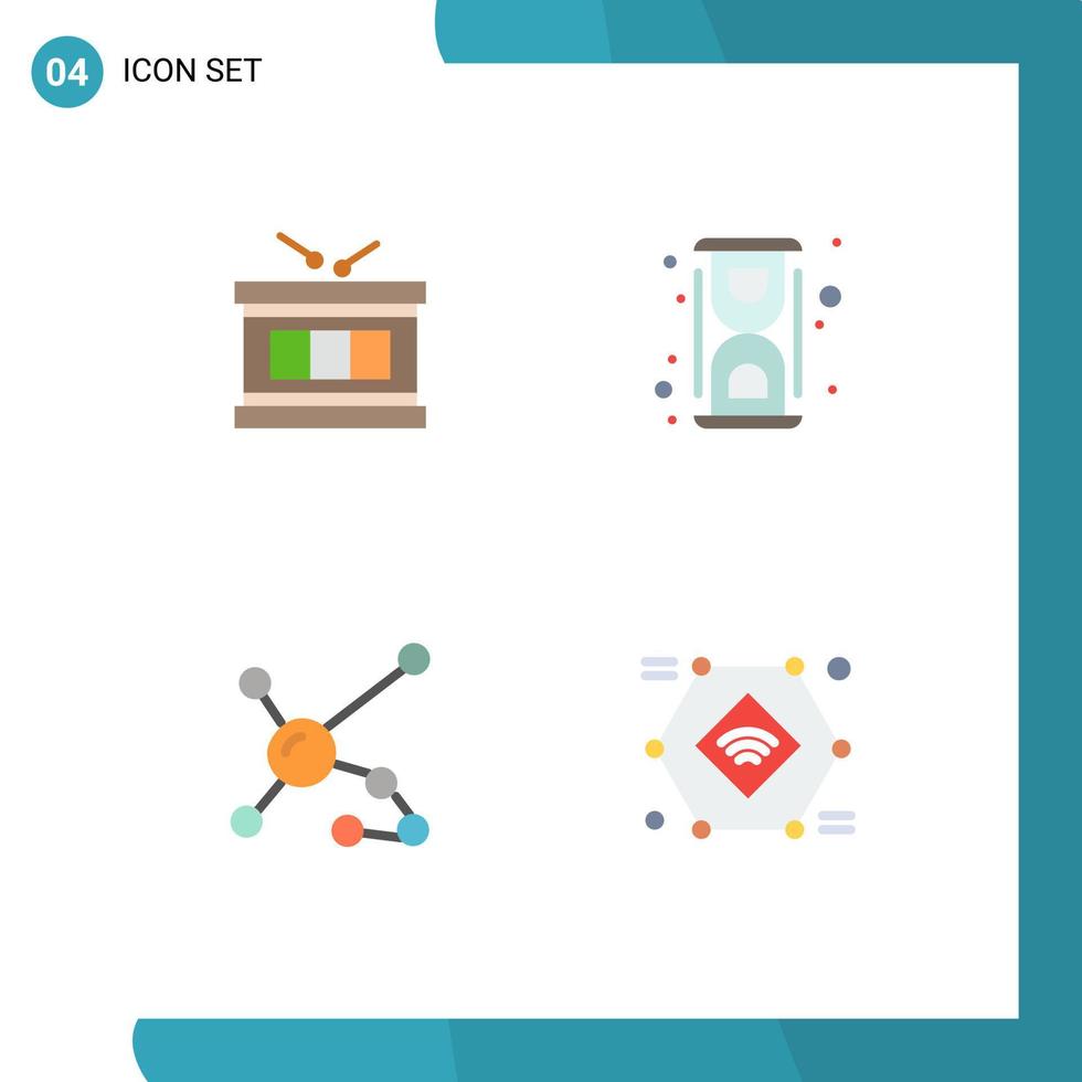 4 Flat Icon concept for Websites Mobile and Apps drum atom parade laboratory biology Editable Vector Design Elements