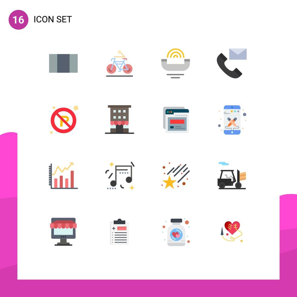 Modern Set of 16 Flat Colors and symbols such as no contacts help contact us communication Editable Pack of Creative Vector Design Elements