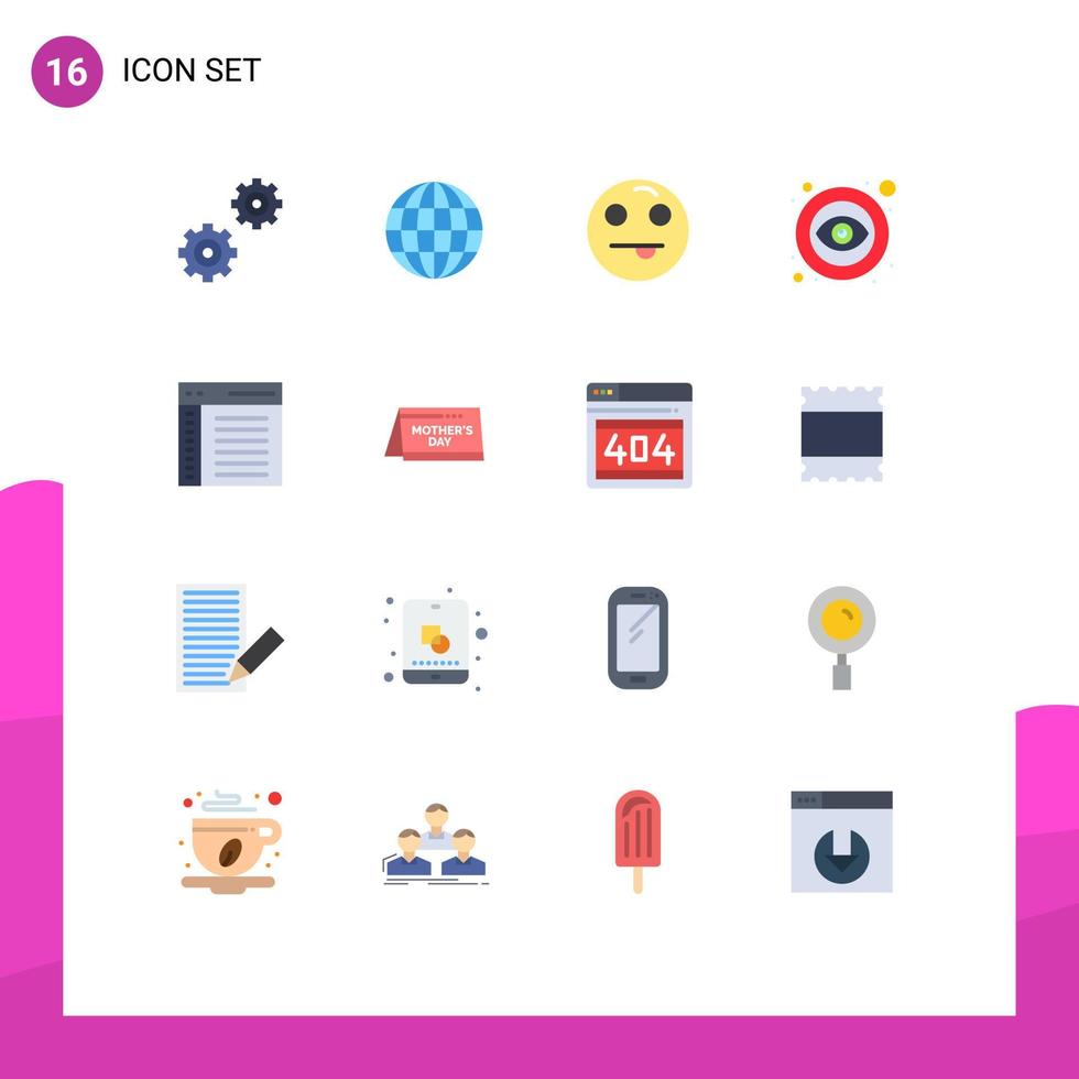 Flat Color Pack of 16 Universal Symbols of user communication happy coding visible Editable Pack of Creative Vector Design Elements