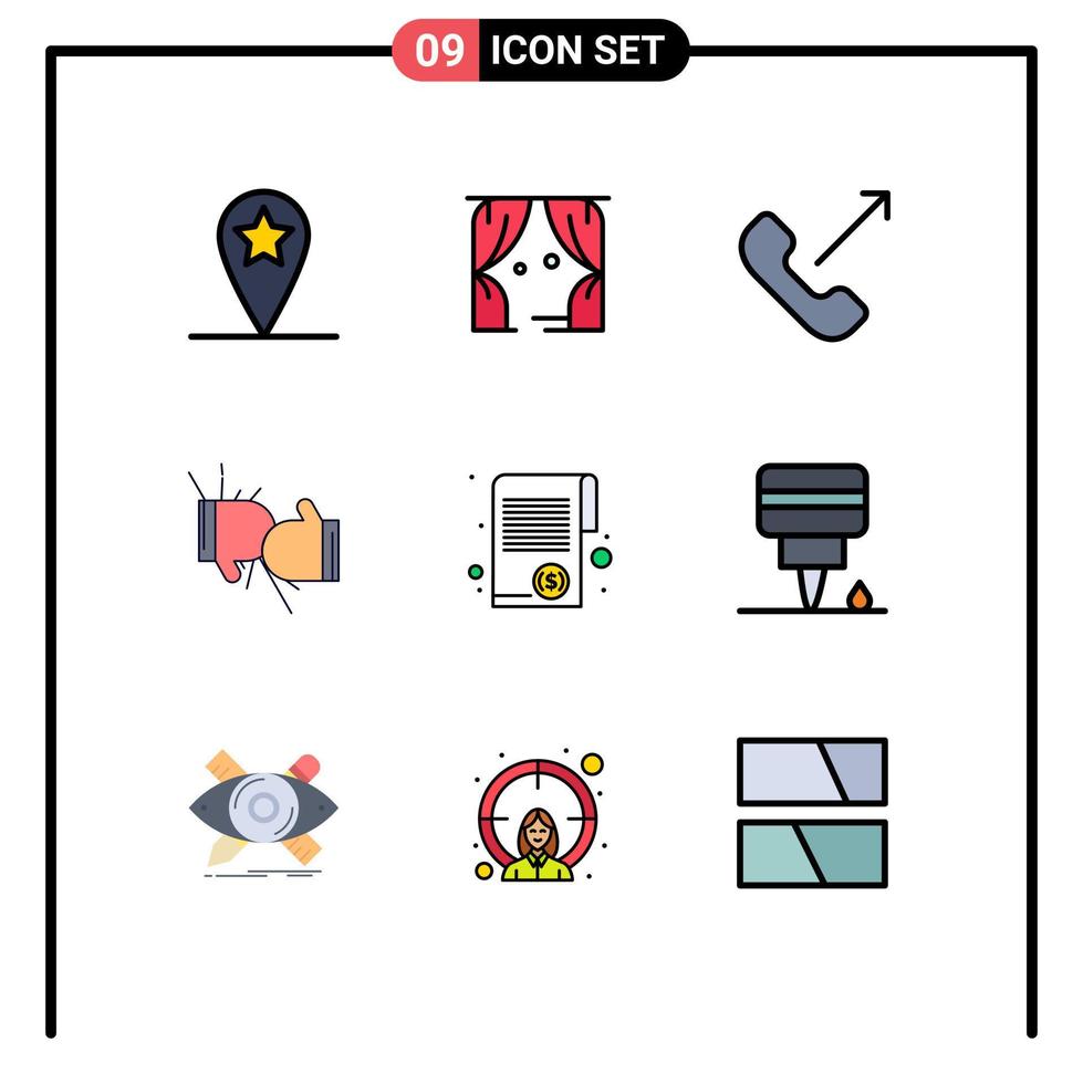 Stock Vector Icon Pack of 9 Line Signs and Symbols for finance gloves incoming fight boxing Editable Vector Design Elements