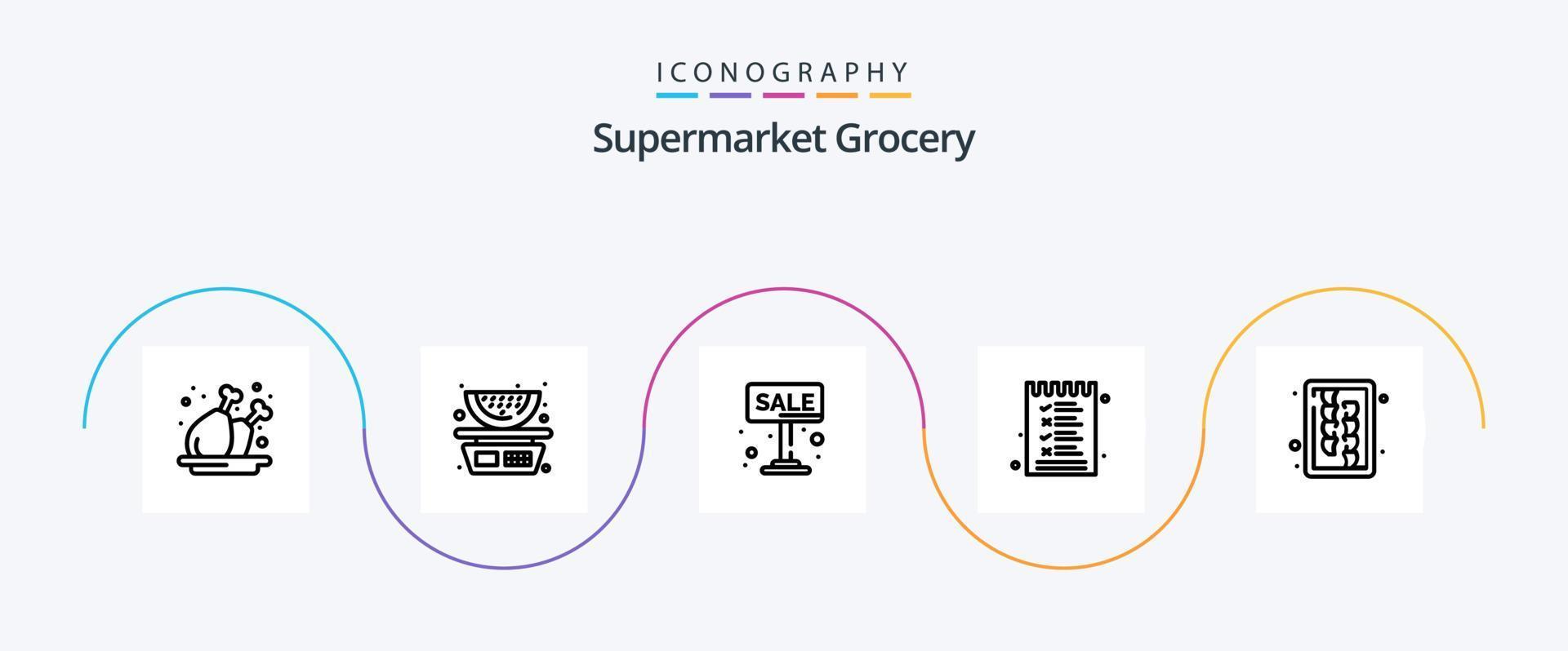 Grocery Line 5 Icon Pack Including chopping. menu. sale. list. for sale vector