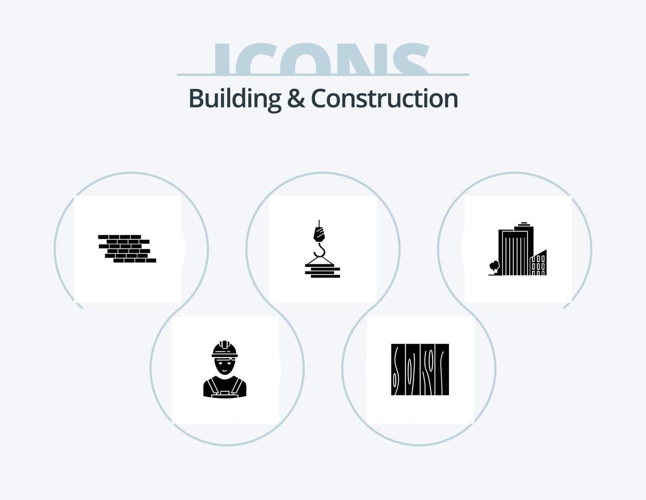 Building And Construction Glyph Icon Pack 5 Icon Design. building. bricks. design. brick. security vector