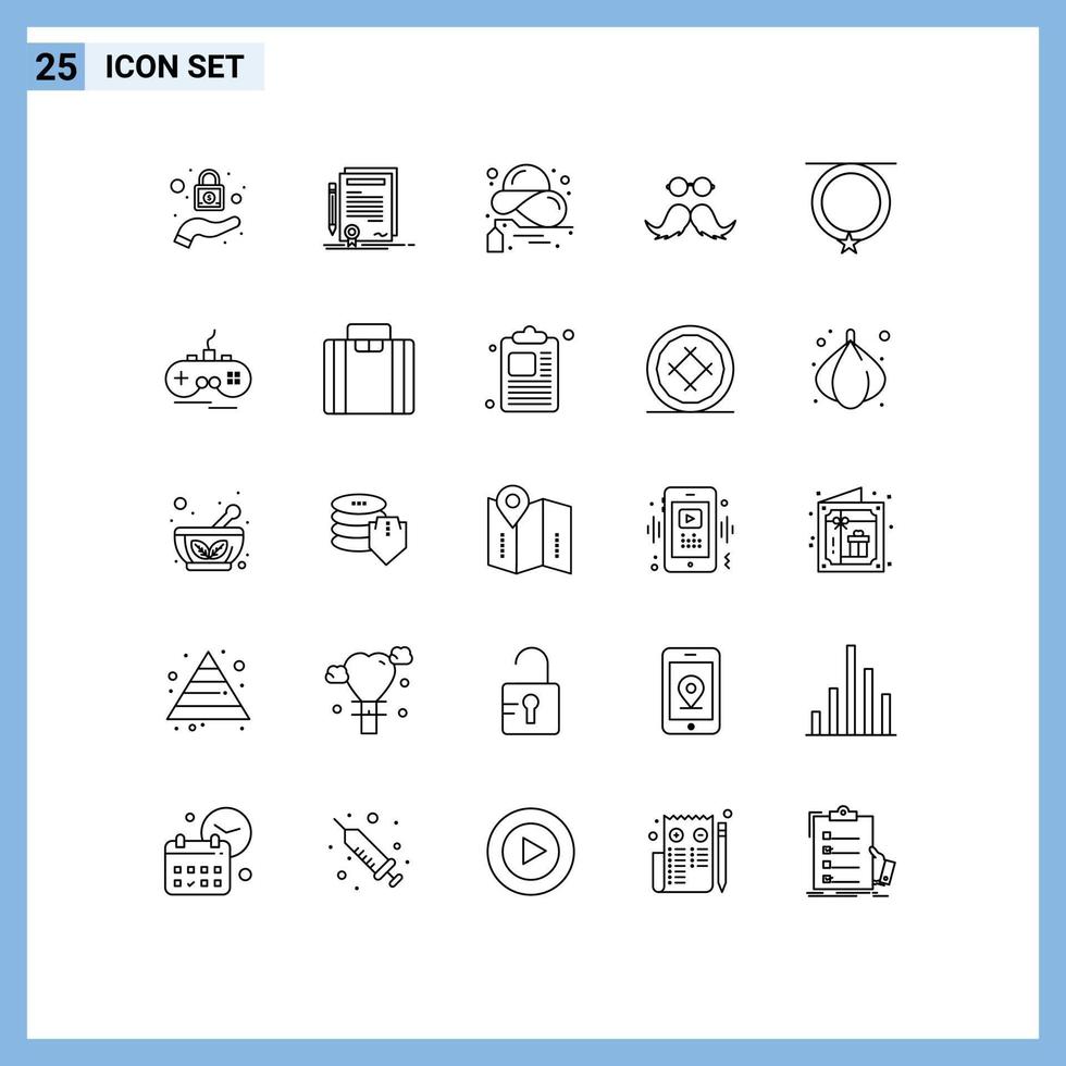 Universal Icon Symbols Group of 25 Modern Lines of men movember buy hipster summer Editable Vector Design Elements