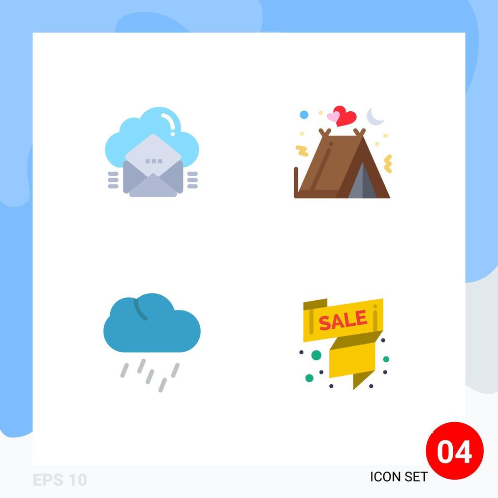 plano icono paquete de 4 4 universal símbolos de nube naturaleza datos Días festivos temporada editable vector diseño elementos