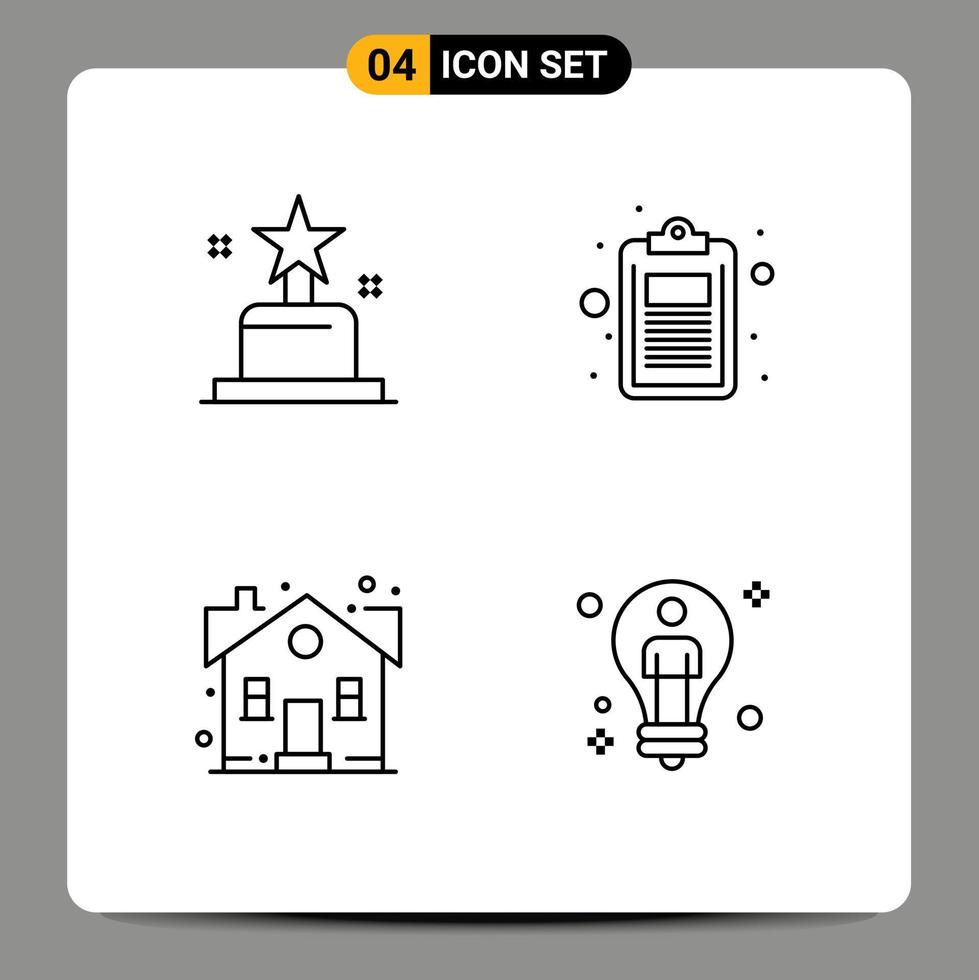 4 Thematic Vector Filledline Flat Colors and Editable Symbols of award home check list sweet home Editable Vector Design Elements