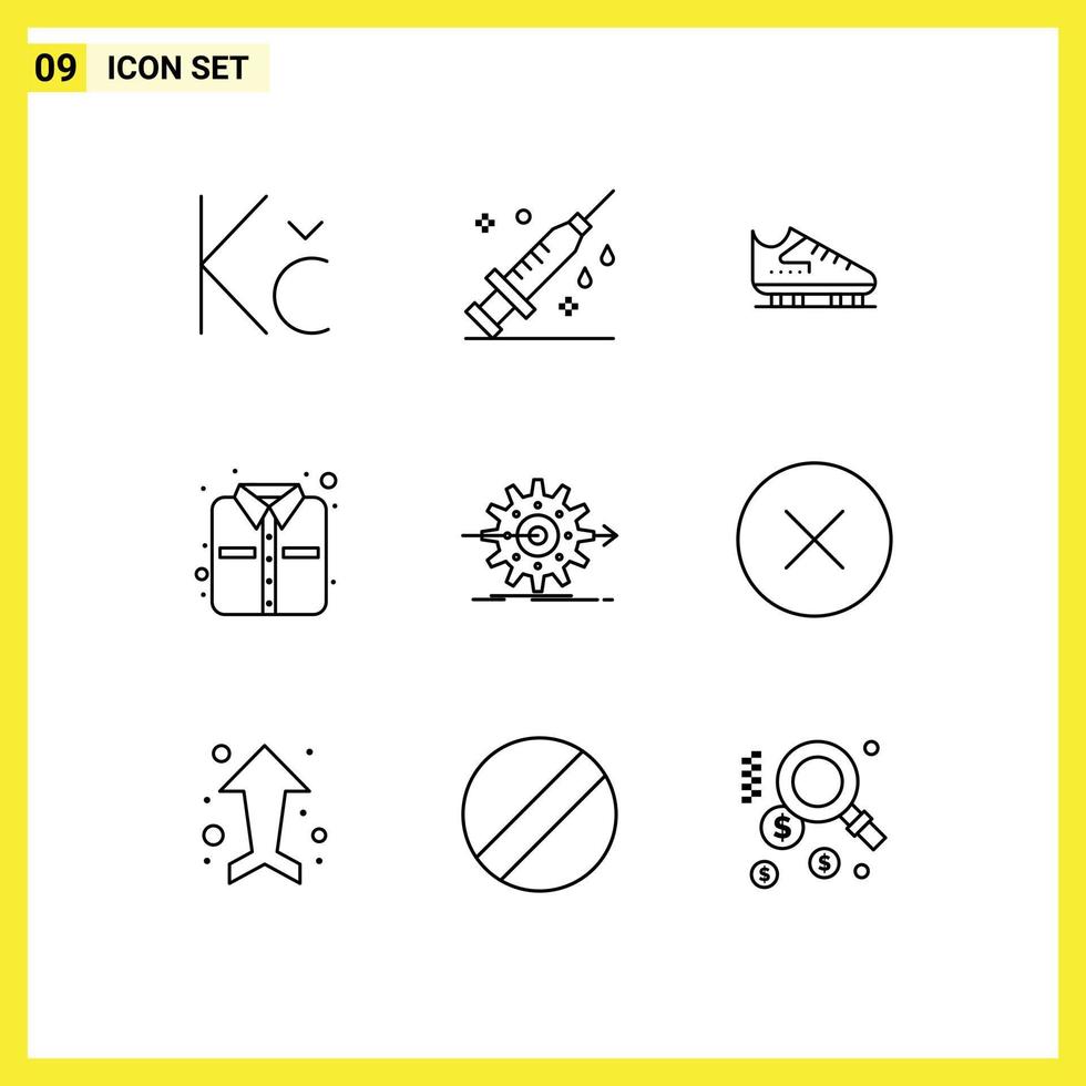 Set of 9 Modern UI Icons Symbols Signs for work performance ice clothes office Editable Vector Design Elements