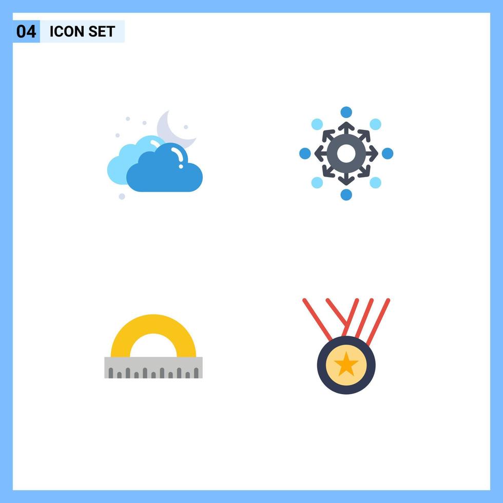 Pictogram Set of 4 Simple Flat Icons of cloud angle weather connect measure Editable Vector Design Elements