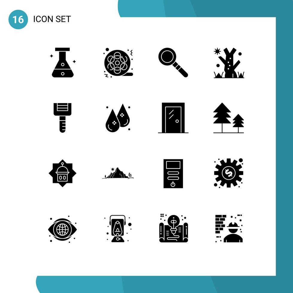 Universal Icon Symbols Group of 16 Modern Solid Glyphs of tools kitchenware find food holiday Editable Vector Design Elements