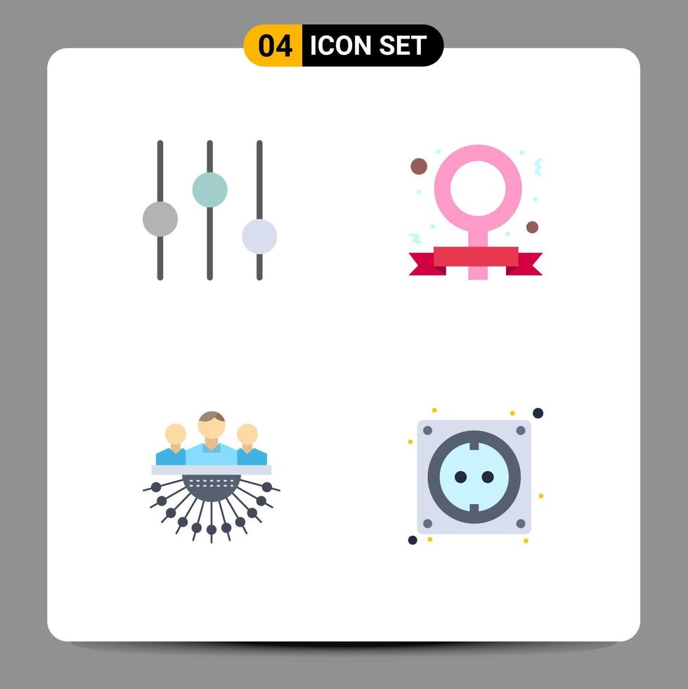 Set of 4 Commercial Flat Icons pack for controls human banner feminist outsource Editable Vector Design Elements