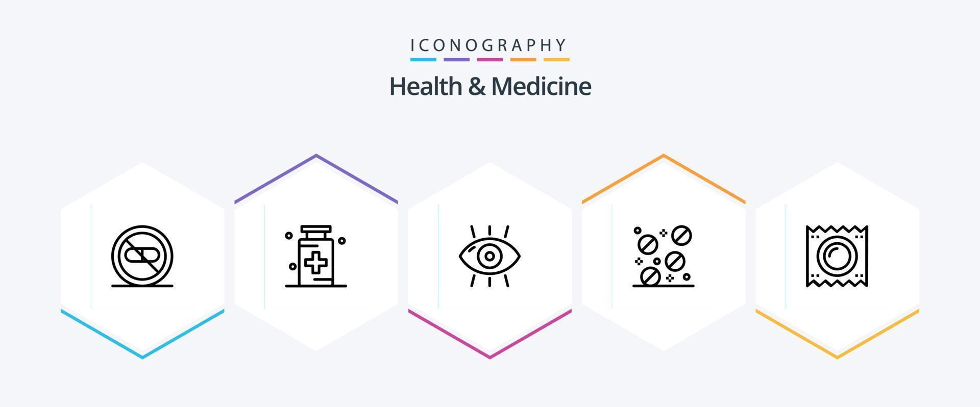 Health and Medicine 25 Line icon pack including tablets. medicine. hospital. health. fitness vector