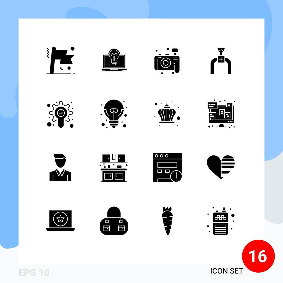 16 Creative Icons Modern Signs and Symbols of gear line file gas pipeline Editable Vector Design Elements