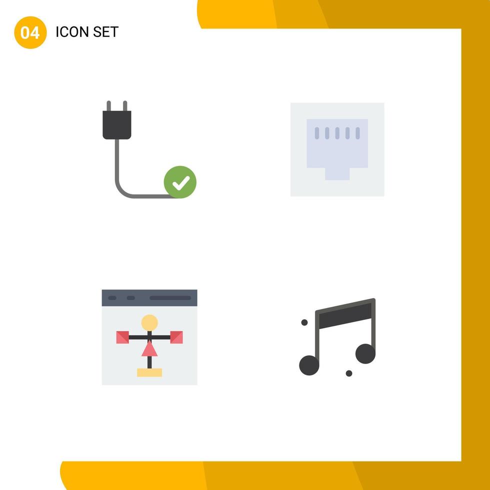 Modern Set of 4 Flat Icons and symbols such as computers develop devices ethernet flowchart Editable Vector Design Elements