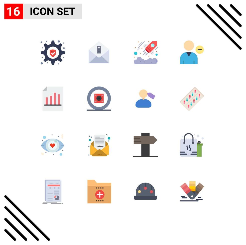 16 Flat Color concept for Websites Mobile and Apps record document investment user person Editable Pack of Creative Vector Design Elements