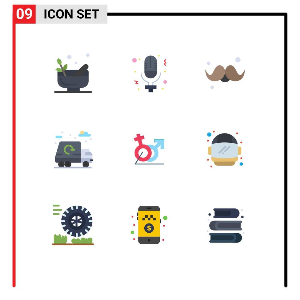 9 Thematic Vector Flat Colors and Editable Symbols of men garbage accessories life gentleman Editable Vector Design Elements