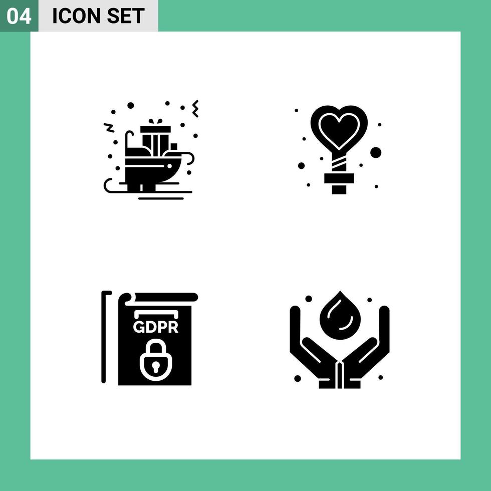 Group of Solid Glyphs Signs and Symbols for carriage gdpr sled love rules Editable Vector Design Elements