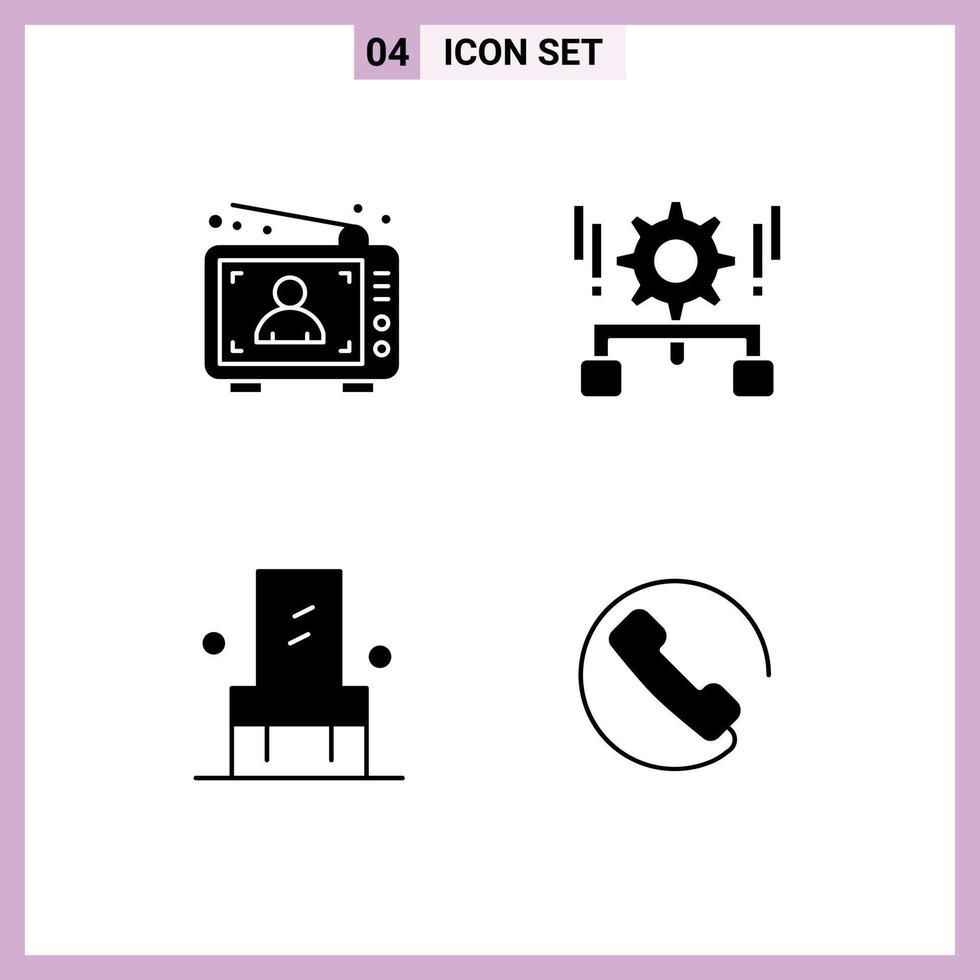 Set of 4 Modern UI Icons Symbols Signs for ad share man gear furniture Editable Vector Design Elements