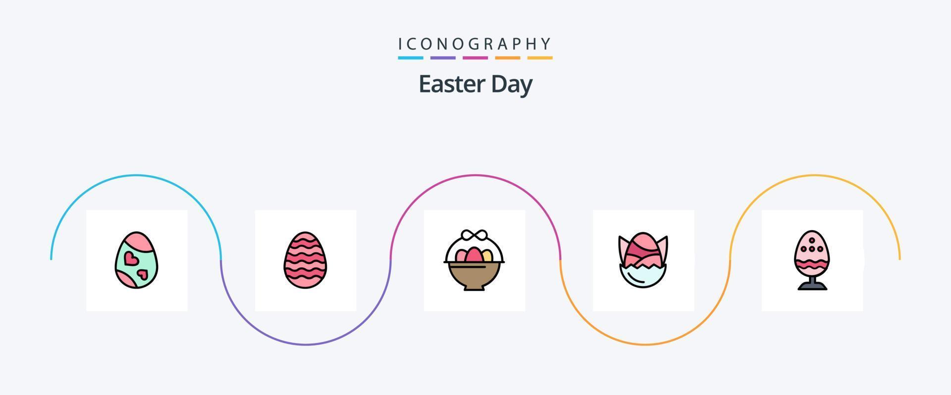 Pascua de Resurrección línea lleno plano 5 5 icono paquete incluso hervido. bebé. huevo. Pascua de Resurrección. huevo vector