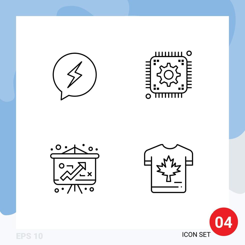 Modern Set of 4 Filledline Flat Colors Pictograph of chat money power development shirt Editable Vector Design Elements