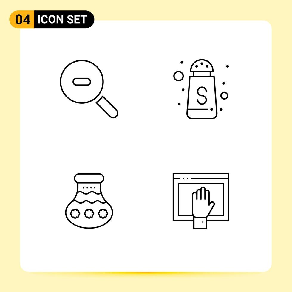 4 Thematic Vector Filledline Flat Colors and Editable Symbols of search pongal serve pot access Editable Vector Design Elements
