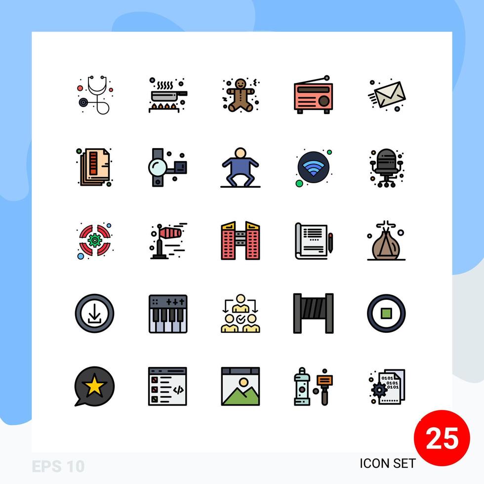 25 creativo íconos moderno señales y símbolos de mensaje correo electrónico Galleta medios de comunicación fm editable vector diseño elementos