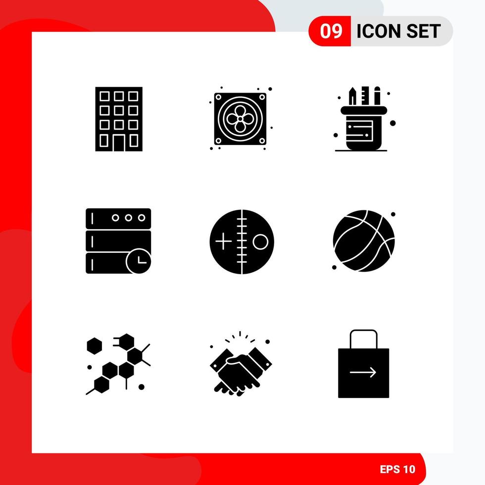 9 Solid Glyph concept for Websites Mobile and Apps basket ball puncture supplies halloween costume Editable Vector Design Elements