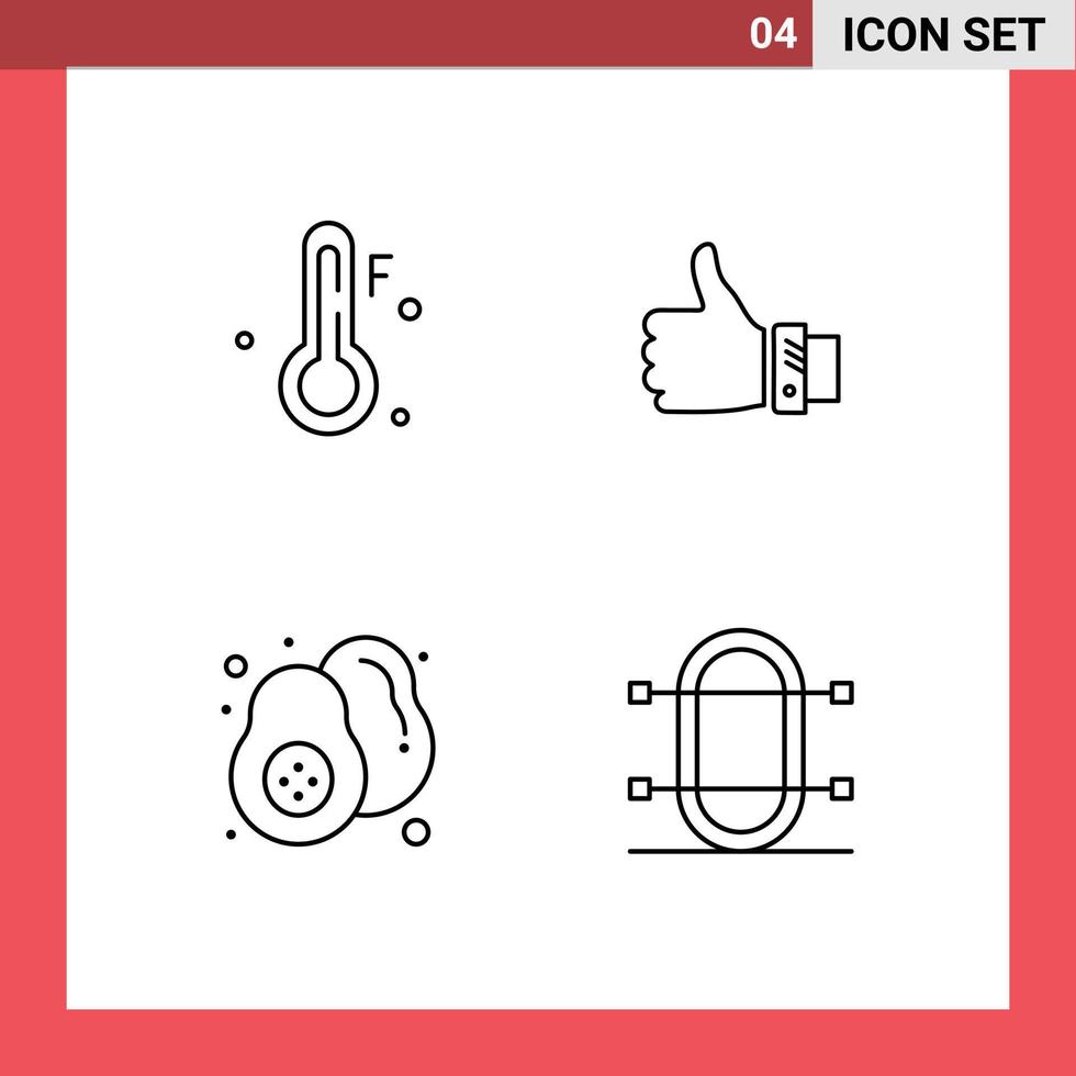 4 Universal Line Signs Symbols of cold food like hand pear Editable Vector Design Elements