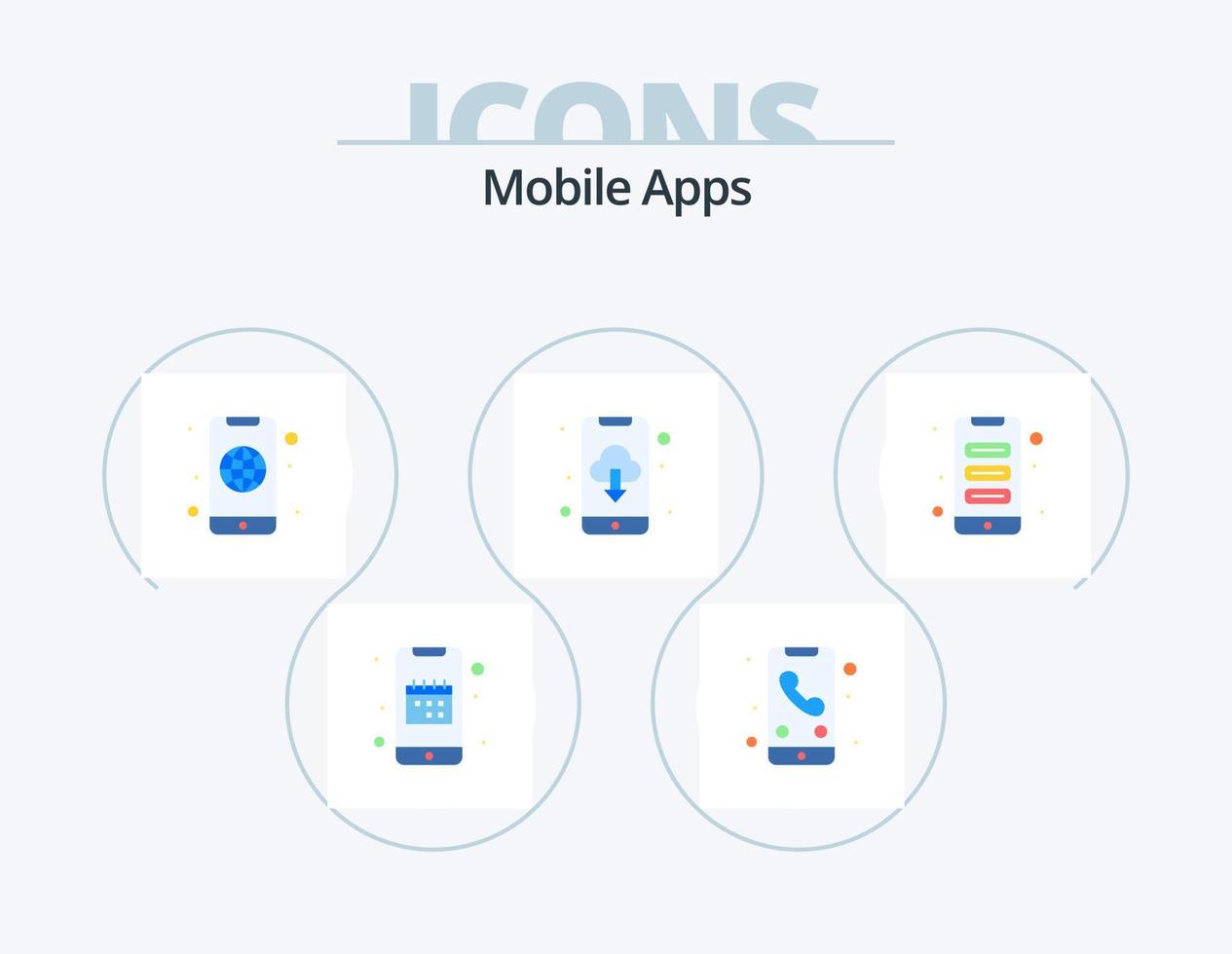 móvil aplicaciones plano icono paquete 5 5 icono diseño. nube informática. aplicación móvil. móvil. solicitud vector